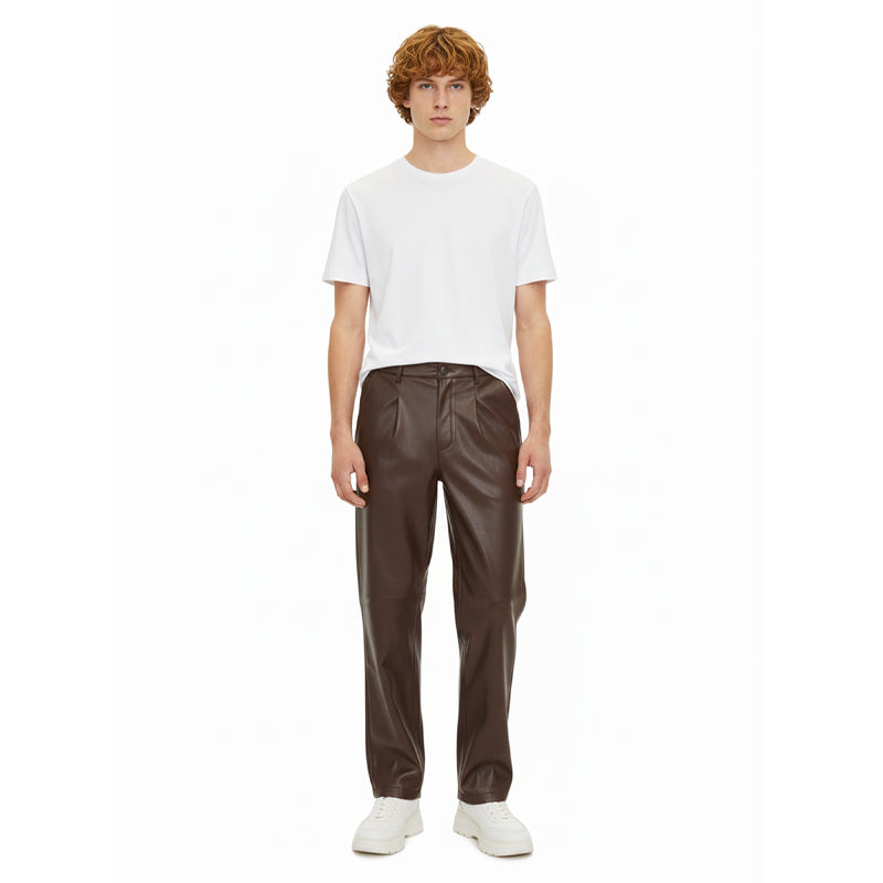 Relaxed-Fit Vegan Leather Trouser