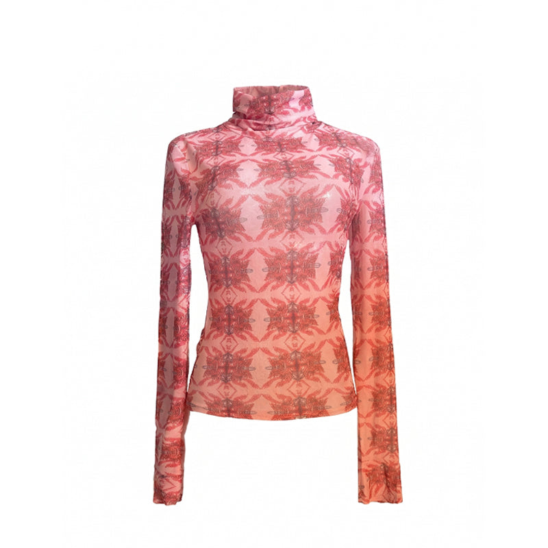 The Phoenix Bloom Sheer Mock-Neck