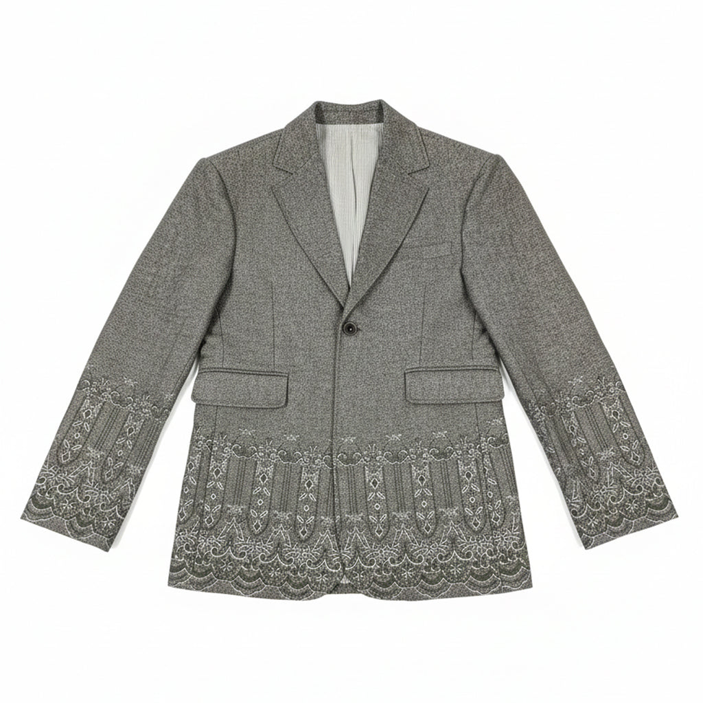 Filigree Printed Silk-Wool Tailored Blazer