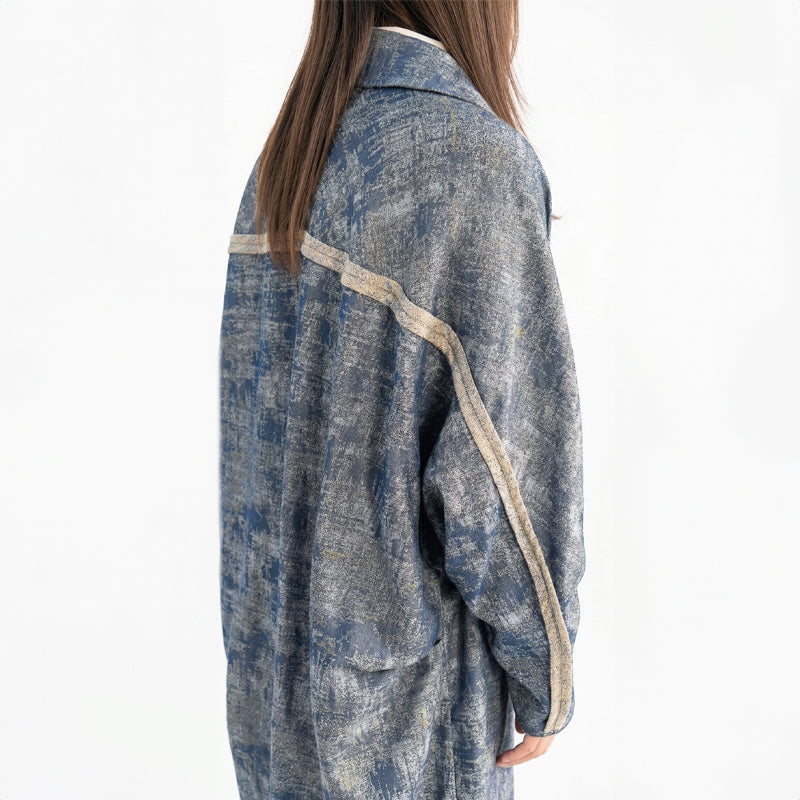 Kizuna Jacquard Kimono-Denim Overcoat