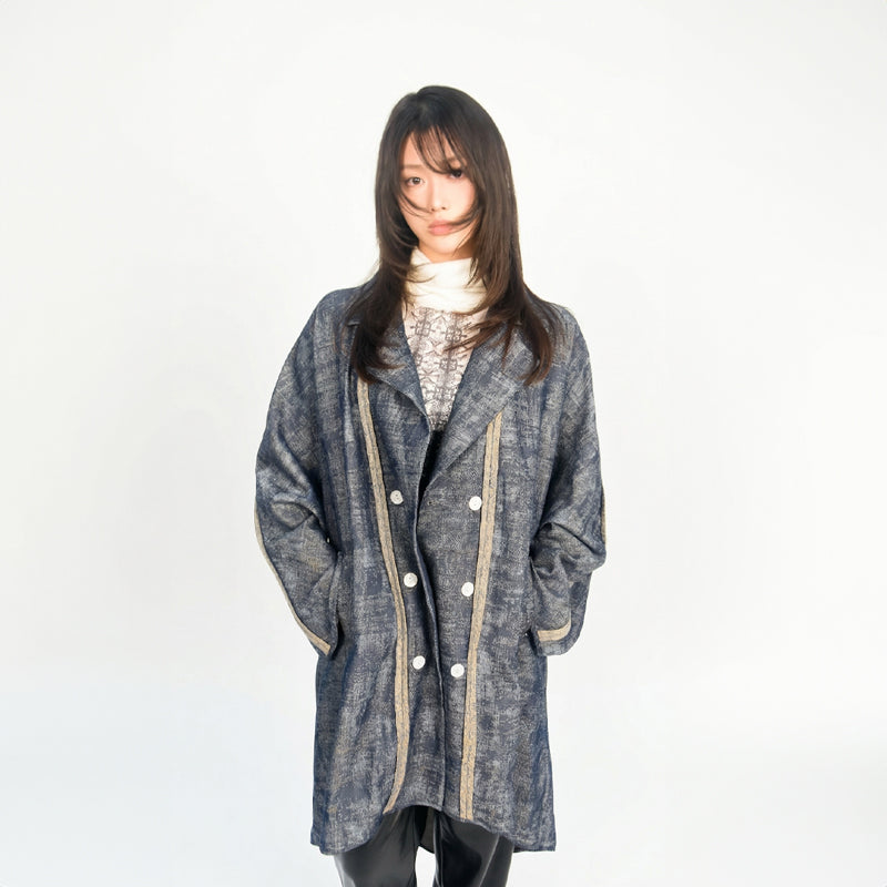 Kizuna Jacquard Kimono-Denim Overcoat