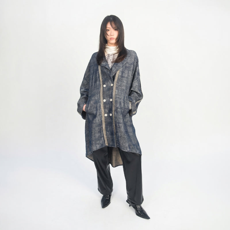 Kizuna Jacquard Kimono-Denim Overcoat