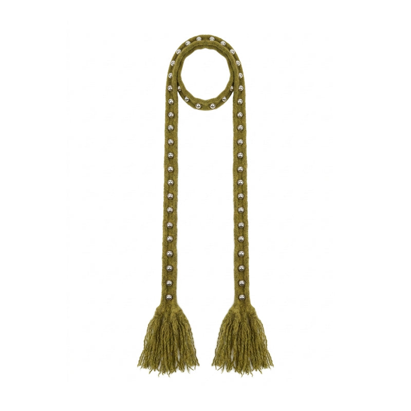Moss & Chrome Studded Knit Scarf