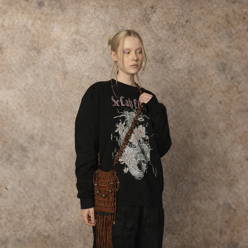 Amber Knot Braided Cowhide Macramé Bag
