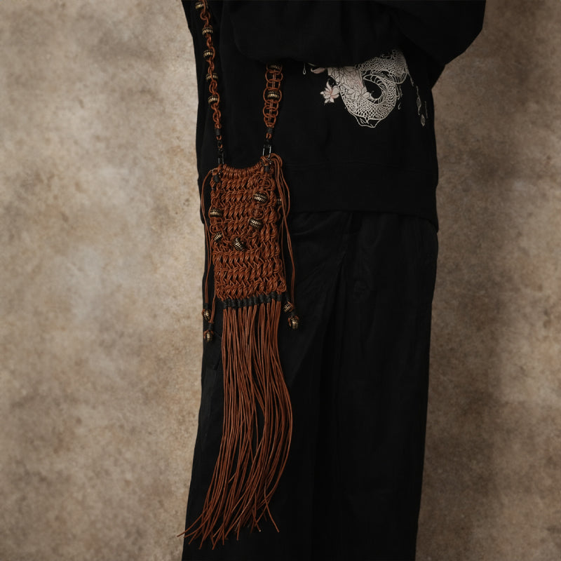 Amber Knot Braided Cowhide Macramé Bag