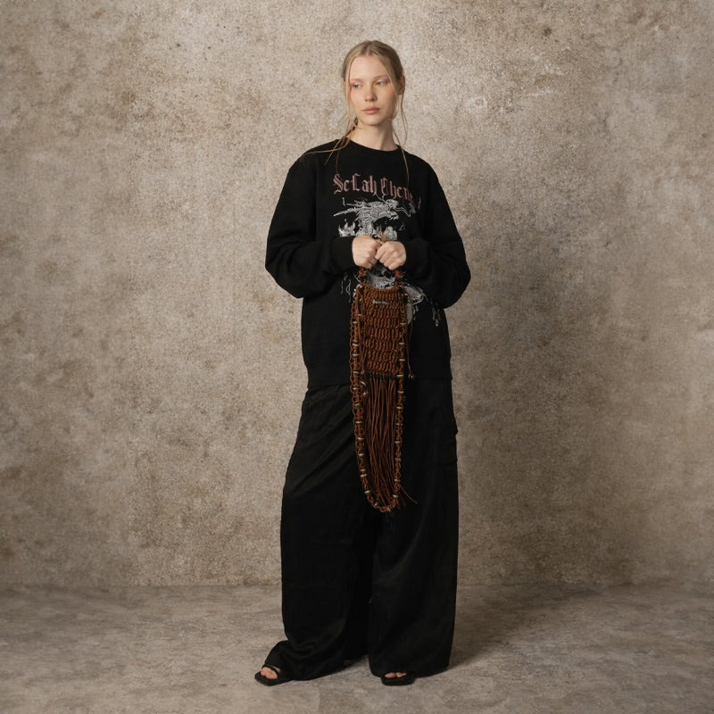 Amber Knot Braided Cowhide Macramé Bag