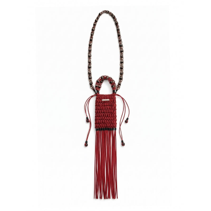 Amber Knot Braided Cowhide Macramé Bag