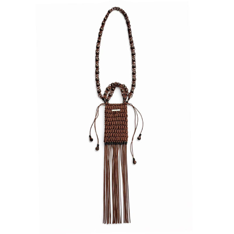 Amber Knot Braided Cowhide Macramé Bag