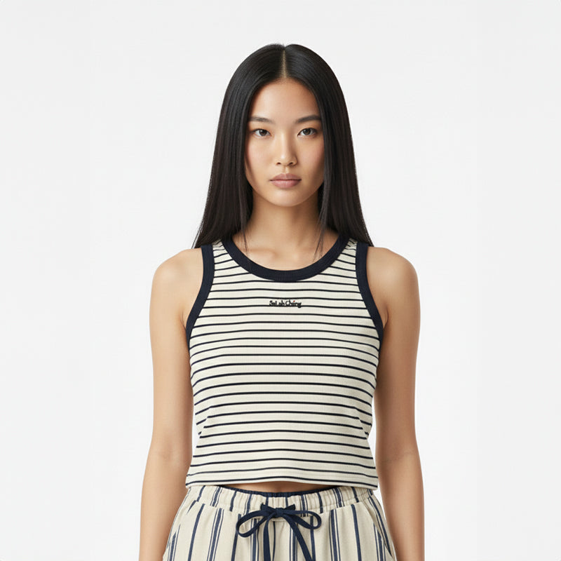 Breton Stripe Ribbed Tank Top