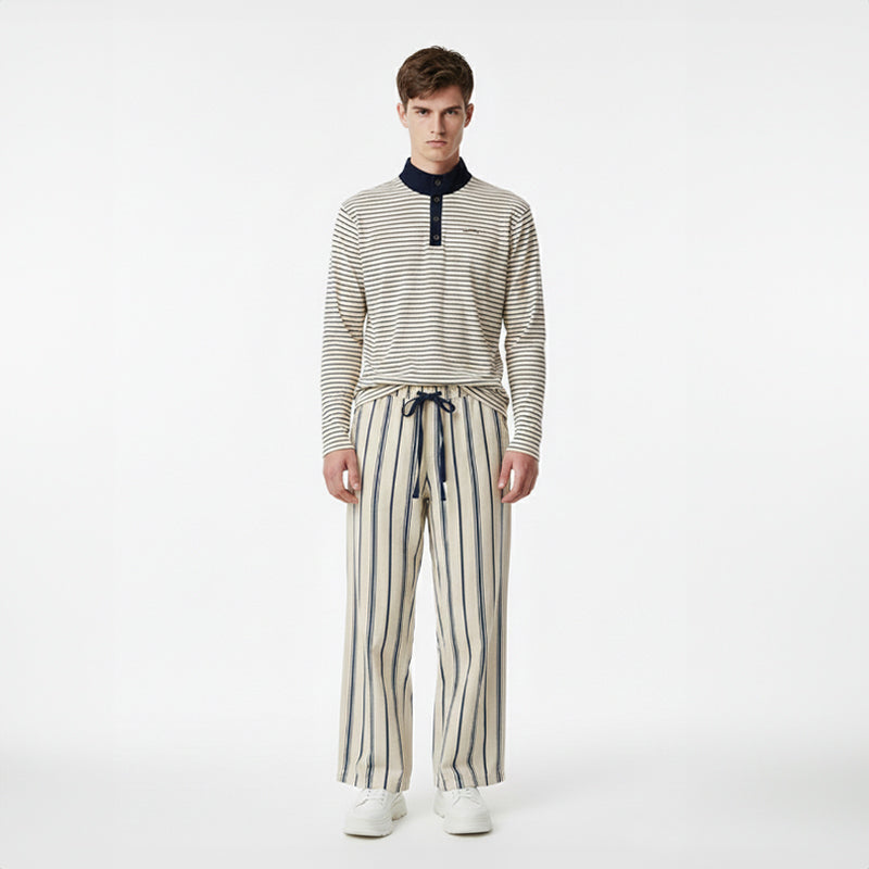 Breton-Stripe Long Sleeve Polo