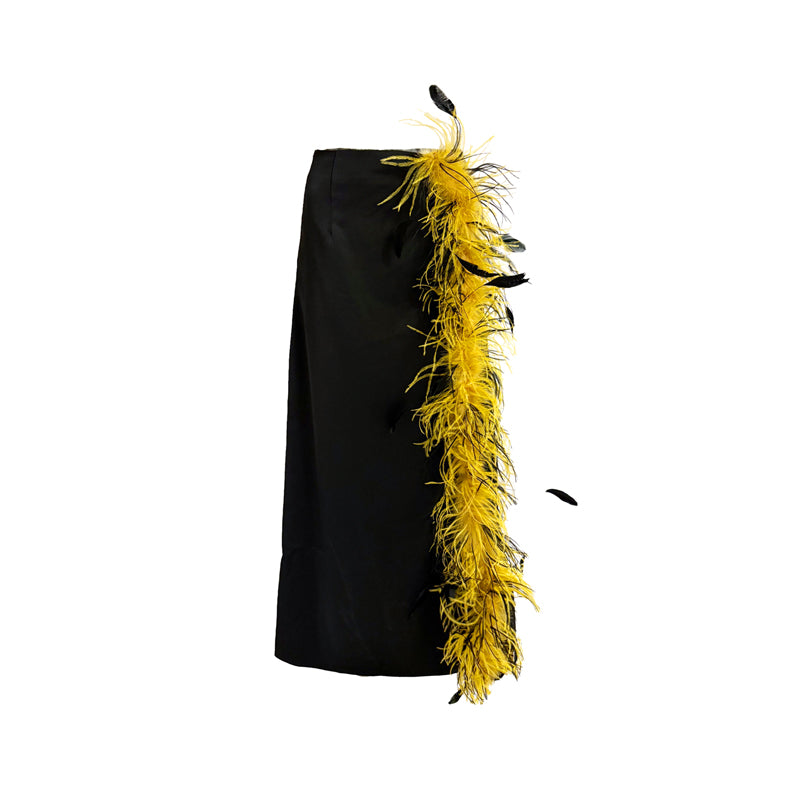 Midi Skirt in Feather and Silk Satin