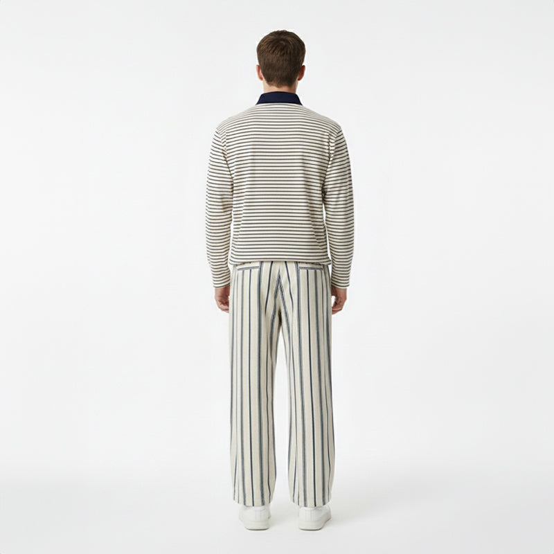 Breton-Stripe Long Sleeve Polo