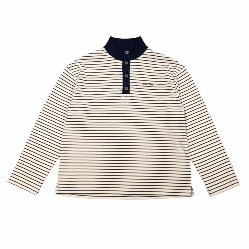 Breton-Stripe Long Sleeve Polo