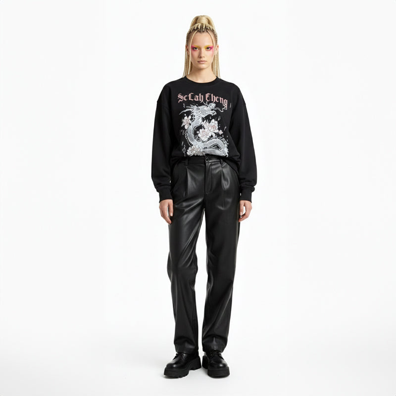 Relaxed-Fit Vegan Leather Trouser