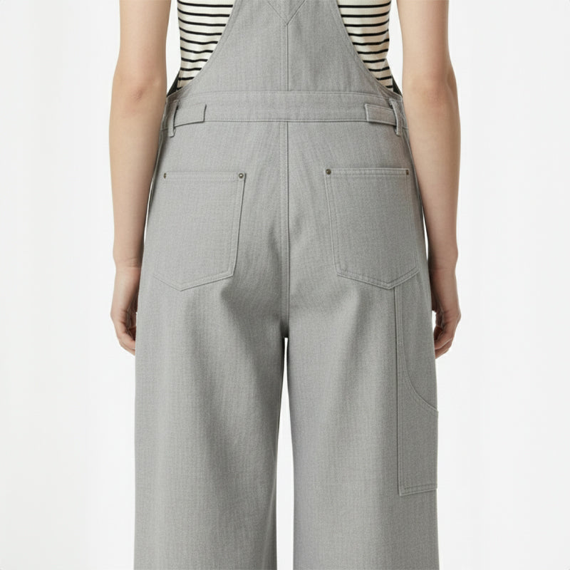 Lace-Hem Denim Overalls