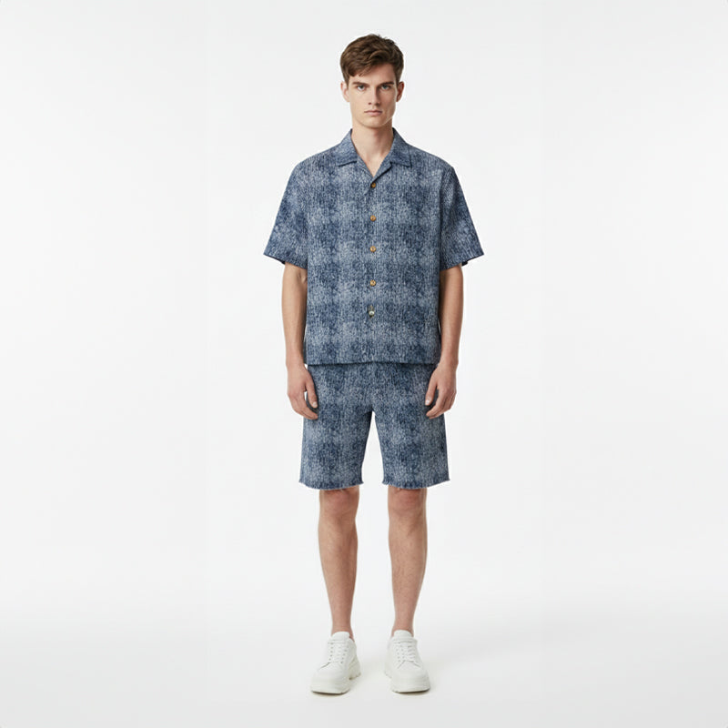 Textured Indigo Camp Shirt