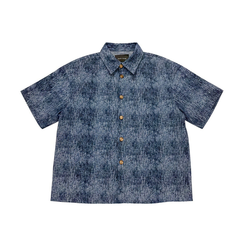 Textured Indigo Camp Shirt