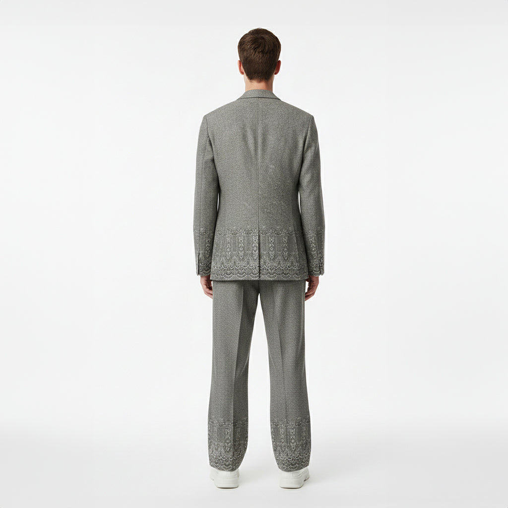 Filigree Printed Silk-Wool Tailored Blazer