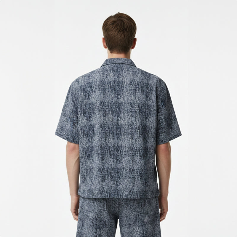 Textured Indigo Camp Shirt