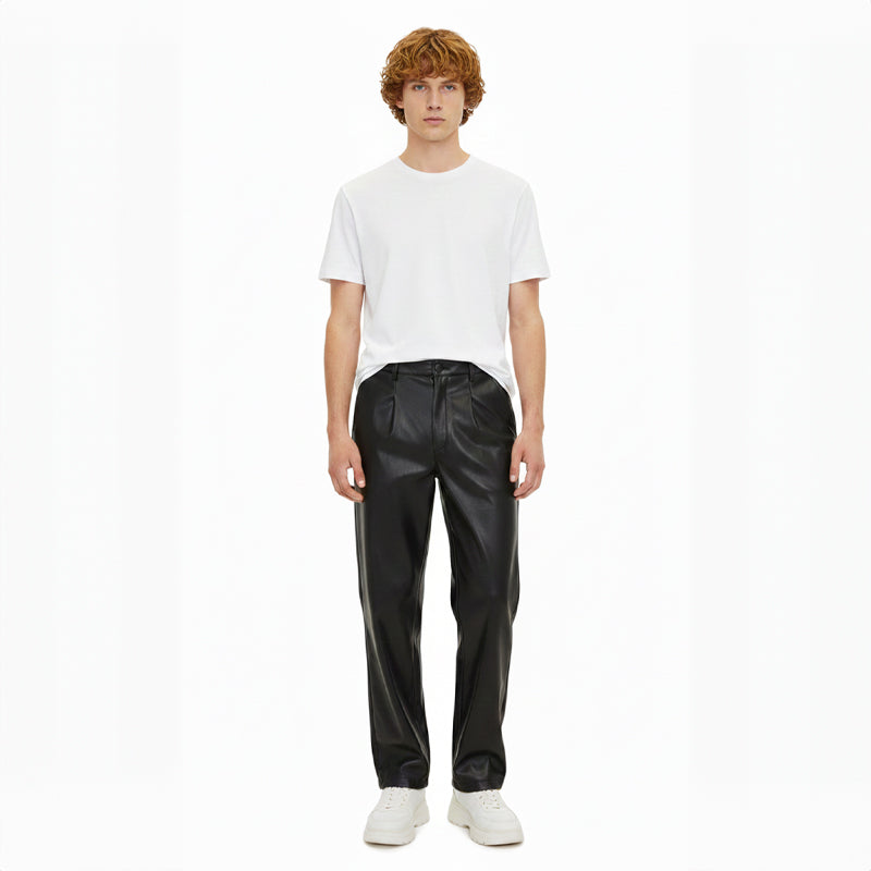 Relaxed-Fit Vegan Leather Trouser