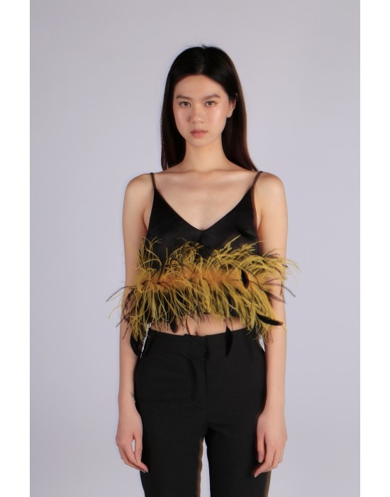 Crimson Feather Crop Top