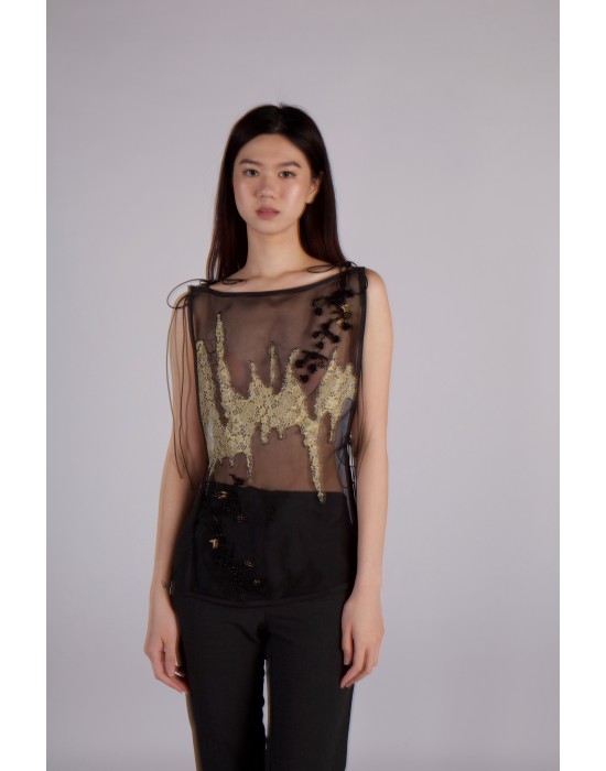 Celestial Embroidered Mesh Top