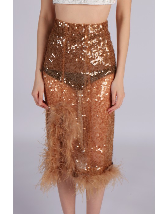 OSTRICH FEATHER SEQUIN SKIRT