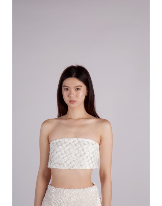 Sequined Strapless Bandeau Top